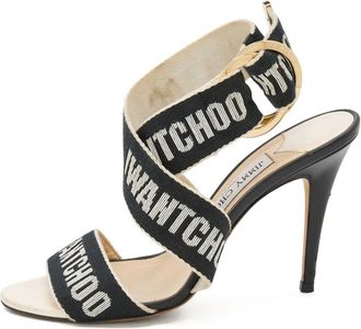 Jimmy Choo London 100mm logo-jacquard sandals - Black