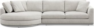 Castlery Hamilton Round Chaise Sectional Sofa Left Facing Customized, Performance Classic Twill Medium Grey, Spill Resistant, Removable Covers for Sofas