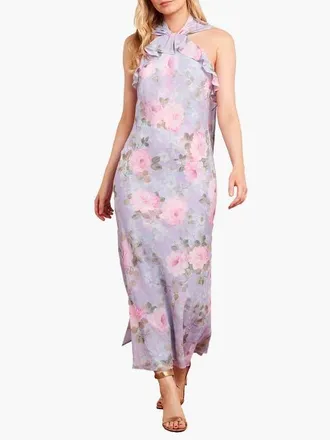 Needle & Thread Camilles Garden Halter Neck Ankle Gown in Lavender at Nordstrom, Size 8
