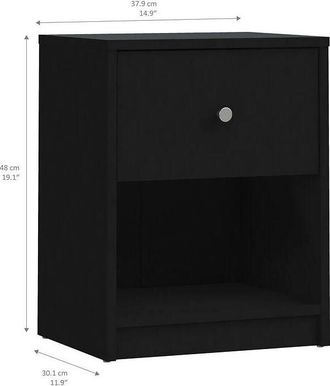 Dmora Dmora - Mesita De Noche Con Un Caj&oacute;n, Color Negro, 37,9 X 48,4 X 30,1 Cm, Con Embalaje Reforzado