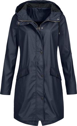 Generic Rain Coats for Women Long Lightweight Waterproof Jacket Ladies Raincoats with Hood Plain Windproof Outdoor Rain Jackets Long Sleeve Outdoor Active Jac
