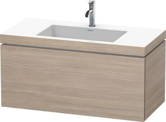 Duravit Lavabo Para Muebles Duravit L-cube C-bonded Con Base, Colgante, 100x48 Cm, 1 Extra&iacute;ble, Sin Rebosadero, 1 Agujero Para Grifo, Color: Decoraci&oacute;n Pino P