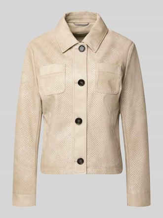 AMBER & JUNE Regular Fit Jacke in Leder-Optik in Beige, Gr&ouml;&szlig;e 34