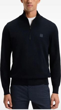 BOSS logo-patch sweater - men - Cashmere/Organic Cotton - L - Black
