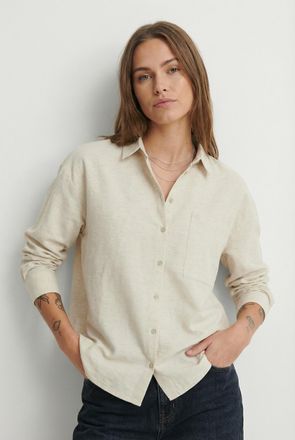 Vila Langarmbluse VILA VIPRISILLA L/S LOOSE SHIRT - NOOS, Damen, Gr. 34, super light natural melan, Web, Obermaterial: 50% Viskose, 40% Baumwolle, 10% Lein