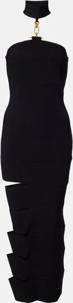 Balmain Abito lungo in maglia a coste con cut-out