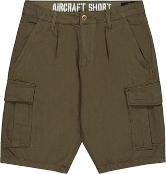 Alpha Industries Shorts ALPHA INDUSTRIES Aircraft Short, Herren, Gr. 30, Normalgr&ouml;ssen, gr&uuml;n (schwarz olive), Obermaterial: 100% Baumwolle; Futter: 100% Baumwolle, Hos