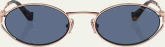 Miu Miu Cut-Out Metal & Plastic Oval Sunglasses