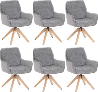 Hhg [nunca Usado] Juego De 6 Sillas De Comedor Hhg-713, Sillas De Cocina Giratorias, Tela (680 G/m&sup2;) De Chenilla Y Madera Mvg, Gris