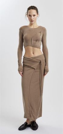 Mother of All Pepper Long Sleeves Crop Top in Brown at Nordstrom, Size X-Small