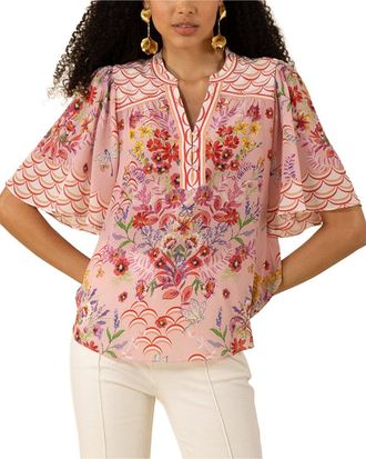 Hale Bob Noah Elbow Sleeve Silk Knit Top