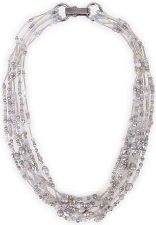 Saachi Beaded Cluster Statement Necklace in Grey at Nordstrom Rack