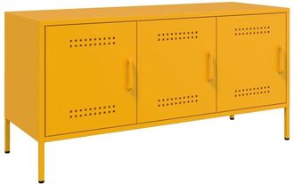 vidaXL Vidaxl - Mueble De Tv De Acero Amarillo Mostaza 100,5x39x50,5 Cm