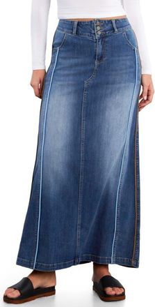 Wash Lab Denim Side Piping Denim Maxi Skirt in Shine Blue at Nordstrom, Size 27