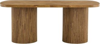 Urban Meuble Mesa de comedor ovalada efecto madera y patas lamas, estilo bohemio