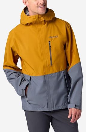 Marmot PreCip Eco Pro Waterproof Hooded Jacket in Honey Glaze/Steel Onyx at Nordstrom, Size Xx-Large
