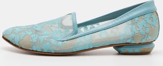 Nicholas Kirkwood Blue Lace And Leather Casati Ballet Flats