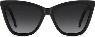 Carolina Herrera 59mm Gradient Cat Eye Sunglasses in Black White/Dark Grey at Nordstrom