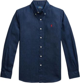 Ralph Lauren Custom FIT Linen Shirt Navy - Heren - Casual Overhemden - Blauw - M - Linnen - Overhemden