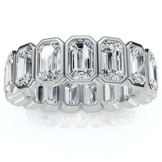 Pompeii3 5Ct Emerald Cut Bezel Eternity Wedding Ring 14k Gold Lab Grown