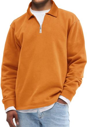 Generic Mens Quarter Zip Pullover Mock Neck Sweatshirt Long Sleeve Top for Fall Winter (UK, Alpha, M, Regular, Regular, 13)
