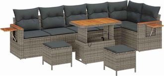 vidaXL Garden Sofa Set with Cushion 11 pcs Grey Poly Rattan vidaXL
