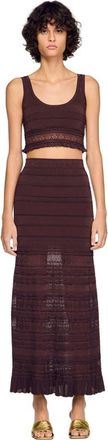 Sandro Pointelle knit crop top in Brown at Nordstrom, Size X-Small