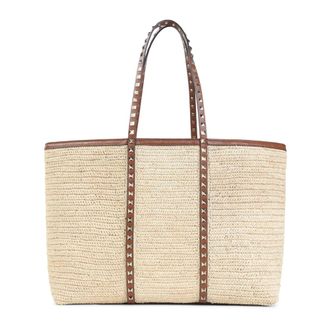 Valentino Garavani Tote Bags, female, Beige, Size: ONE SIZE Straw Tote Bag