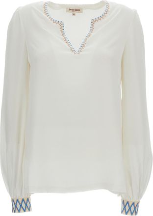 Emporio Sirenuse Ballerina Embroidered Silk Blouse