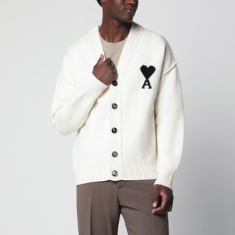 Ami Cardigan Ami De Coeur bianco in lana