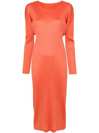 Pleats Please Issey Miyake pliss&eacute; midi dress - Orange