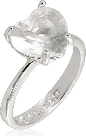 Les N&eacute;r&eacute;ides Silver Hearthstone La Diamantine Solitaire Ring, Size 50