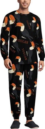 Generic Cute Toucan Mens Pajama Sets Elastic Waistband Sleepwear Crewneck Long Sleeve Loungewear M
