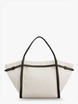 Tod's Womens Shopping Bag Tim Canvas-Leather White Canvas-Linen-Leather Tote Canvas/linen/leather