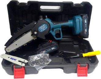 Trade Shop Trade Shop - Motosierra 24v 2 Cuchillas 4-6 Deposito Aceite Motosierra Electrica 2 Baterias Electrica