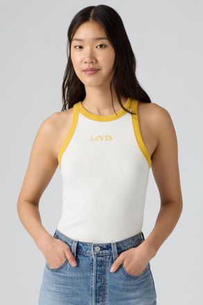 Levi's Camiseta de tirantes Graphic Essential - Mujer - XS - Blanco / Tank Club Logo Emb Egret / Spicy Mustard