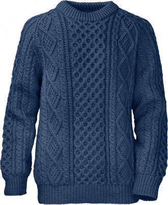 Purnell Jewellery Mens Wool Fisherman Sweater In Blue