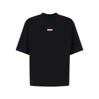 Marni Logo Patch Drop Shoulder T-Shirt - Dames - Tops - Zwart - Maat: 3XL Katoen