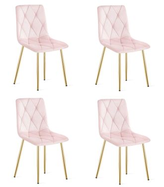 OEM Silla Libra - Terciopelo Rosa Claro / Patas Color Madera X 4