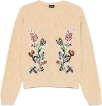 Etro Beige Wol-Kasjmier Trui - Dames - Ronde hals truien - Beige - S - Wol - Truien & Vesten