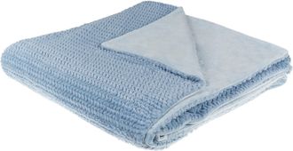 Beliani Beliani - Manta De Poli&eacute;ster Azul 200 X 220 Cm Colcha Cubrecama Pelo Suave Accesorio Bjas