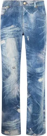 Roberto Cavalli Jeans, Dames, Blauw, M, Denim, Patchwork Denim Jeans