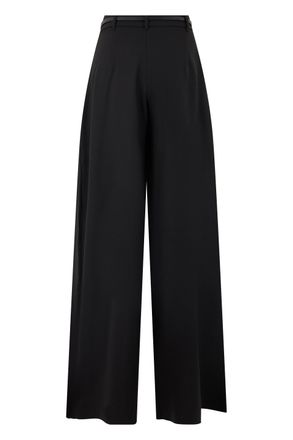 Max Mara Virgin Wool Wide-Leg Trousers - Black