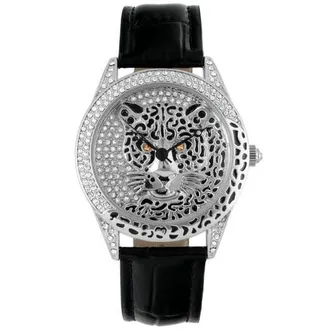Peugeot Coutoure Leopard Leather Strap Watch- 40MM in Silver at Nordstrom