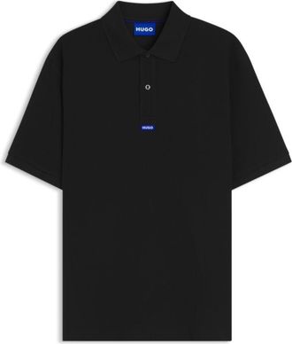 HUGO BOSS Cotton-piqu&eacute; polo shirt with blue logo badge