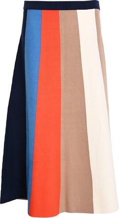 Victoria Beckham Striped Midi A-Line Skirt in Multicolor Viscose