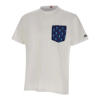 MC2 Saint Barth T-Shirts, male, White, Size: XL Blanche Tiny Seahorse T-Shirt