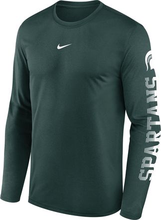 Nike Michigan State Primetime Stack Legend Nike Mens Dri-FIT College Long-Sleeve T-Shirt in Green | NKGT3EYMST-EKV