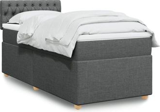 vidaXL Vidaxl - Cama Box Spring Con Colch&oacute;n Tela Gris Oscuro 100x200 Cm