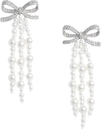 Self Portrait Pearl Crystal Cluster Earrings - Dames - Oorbellen - Grijs - ONE Size - Accessoires